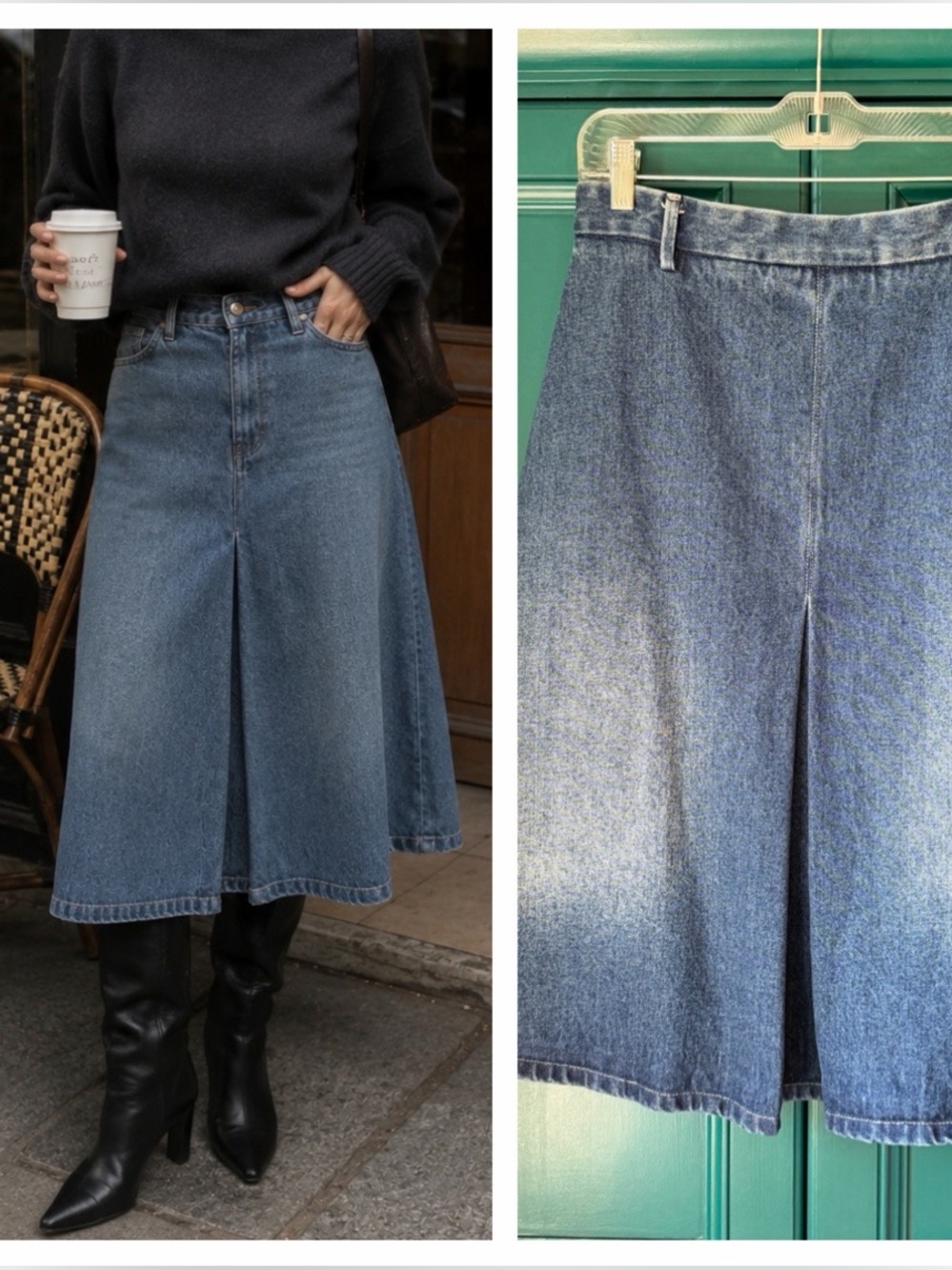 Rare MM6 Maison Margiela Paris Denim Midi Skirt Sz 8 / 44 Italian